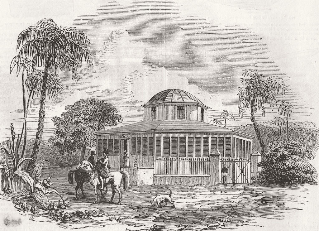 WEST INDIES. Octagon Villa, Antigua 1850 old antique vintage print picture